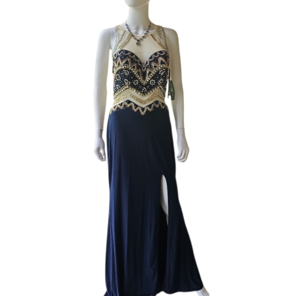 Elegant Navy and Gold Women's Dress